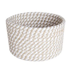 手工編織棉線置物收納籃, 米咖, 1個