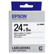 EPSON 標籤帶 LK-6WBN 24mm, 白底黑字, 9m