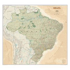 地圖網 國家地理 巴西全圖 地勢 護貝型 小 80cm x 100cm, 1個