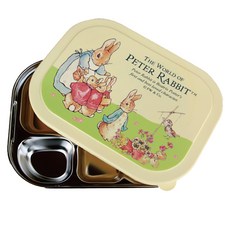 比得兔不鏽鋼餐盤便當盒組, 象牙白3985, 餐盤+便當蓋, 1組