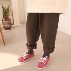 sonyun market 兒童刷毛寬鬆杏色彈性棉褲