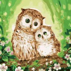 Momofix Painting DIY名畫繪圖組 40 x 40 cm, 貓頭鷹家族, 1個