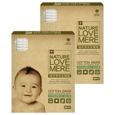 NATURE LOVE MERE 嬰幼兒衛生棉花棒 圓筒型, 2個, 80個裝
