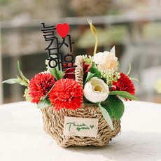 ASPASIA Kylie 康乃馨珍珠玫瑰花籃+零錢袋+留言挑, 紅色的