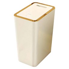 台灣 Life plus 日系簡約按壓式彈蓋垃圾桶, 奶油白