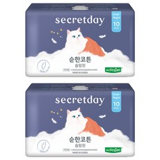 시크릿데이 순한코튼 슬림핏 생리대 날개형, 오버나이트, 10개입, 2개