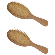 MEO 原木頭皮按摩梳 中, 單一顏色, 2個