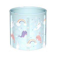 薄荷海豚折疊式半身浴缸, 藍色, 1個