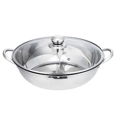 德利生活 湯鍋 鴛鴦鍋, 30cm, 1個, 銀色