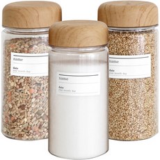 木蓋調味盒 350ml 3入+標籤組, 1組