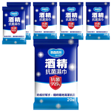 奈森克林酒精抗菌濕紙巾，防疫好幫手，隨時隨地清潔抗菌, 1包, 6包