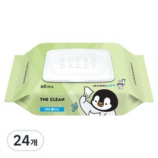 슈퍼대디 더클린 미스터펭 비데티슈 캡형, 60g, 60매, 24개