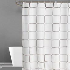 WE CHAMP PEVA防水防霉浴簾 附掛環 WTB-521, 180 x 180cm, 方格子, 1個