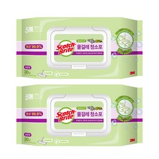 3M Scotch-Brite 百利 基本款雙效強化標準型濕拖巾 30入, 2個