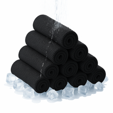 Hensen 網眼戶外涼感運動毛巾, 10個, 黑色