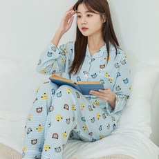 민트코코아 여성용 무드베어 파자마 상하 세트
