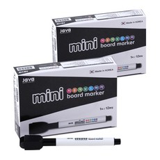 JAVAPEN 擦頭迷你細字白板筆, 黑色, 24入