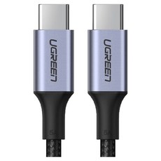 UGREEN 綠聯 Type-C-Type-C 5A快充電線/傳輸線 金屬殼編織線, 1.5m, Space Gray, 1條