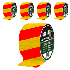 스코라 안전 안내 표시 고휘도 빛 반사 테이프, 5개, 옐로우레드