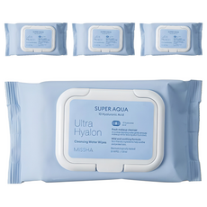 미샤 수퍼 아쿠아 울트라 히알론 클렌징 워터 티슈 캡형, 30개입, 4개