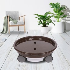 화분월드 원형 이동식 화분 받침대 모던 베이직, 다크브라운, 1개