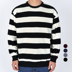 Guystory 男款條紋寬鬆長袖Renes橫條紋大學T