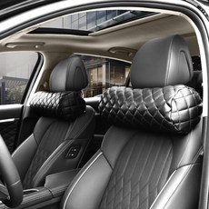 XFIT 高級皮革車用頸枕, 黑色, 2個