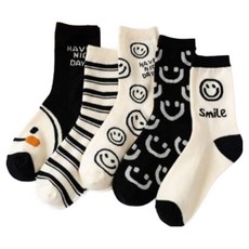 2'nd Pink 女款微笑印花襪子 5雙組