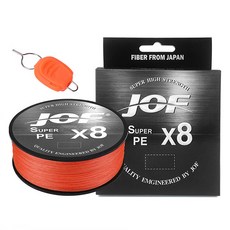 JOF PE 8股釣魚線 0.8號 + 線擋套組, 1個, 橘色(釣魚線), 隨機出貨(線擋)