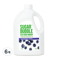 슈가버블 친환경 주방세제 블루베리 드롭, 2.5L, 6개