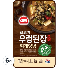 해표 맛집 구수한 쇠고기 우렁된장 찌개양념, 120g, 6개