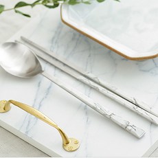 MAISON OBJET 緞面餐具湯匙筷子組, 4套, 大理石紋湯匙 4P + 筷子4P, 混合顏色