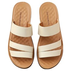 GIPOARNN 紀珀尼 真皮牛皮女士軟底室外涼拖鞋 LS36, 41, 米色, 1雙