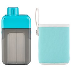 실리만 납작 물병 + 파우치 세트, 블루(물병) + 민트(파우치), 300ml, 1세트