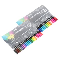 雙頭軟筆麥克筆組 黑色筆桿, 24色, 2套