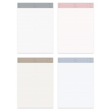 TUCO.B 橫線厚實A4便條紙本 4款, 棕色 + 灰色 + 粉紅色 + 藍色, 1套