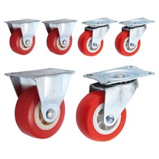 GAPANG 靜音小型腳輪 紅色 3.81cm 固定型 2入 + 旋轉型 2入, 3套