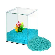 grovita 加高式魚缸+裝飾用彩色造景石 4kg, 單色（高立方）、天藍（彩石）