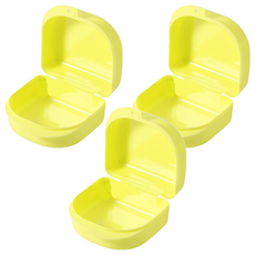 外出攜帶透氣盒 牙套、維持器、活動假牙盒-馬卡黃, 1入, 3個