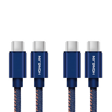 HONG JIN 宏晉 C-C 牛仔充電線, 1m, 藍色, 2條