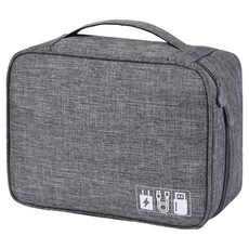 COMET 多功能旅行收納包 3C電源收納包 線材收納包, 陽離子材質, 防水易清洗, 網袋隔離, 可調分格, 1個, RH917, 灰色