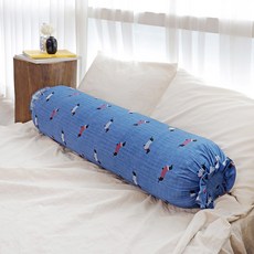 Begozani 棉質荷葉邊長靠墊, 臘腸犬+藍色