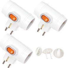 五星精密T型開關延長線 3入+安全蓋 3入 PON21252S_2125組, 1套