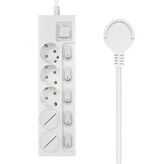 원스탑 제로갭 슬림 개별 스위치 멀티탭 5구 16A + 안전커버 2p, 7m, 클린화이트, 1개