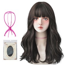 Hi-yuni 寬限波牢固的發牆52厘米 +假髮 +搖籃套組, 炭黑色, 1組