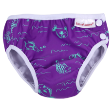 ImseVimse 瑞典超彈性防漏游泳尿褲 紫色小魚 舒適, S(6~8kg), 1件