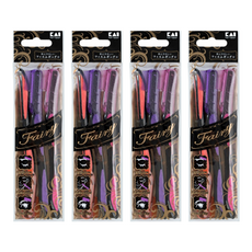 貝印 Kai 修眉刀 FAL-3P 安全防滑設計, 4入, 橘/紅/紫