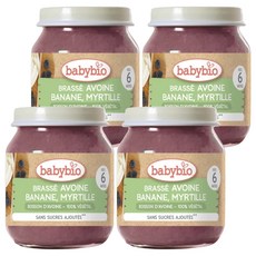 babybio 生機香蕉藍莓鮮果燕麥泥 130g 寶寶副食品首選 天然無添加 給寶寶健康美味的第一口, 4罐