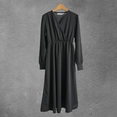 구디프 여성용 세련 브이넥 긴팔 원피스 빅사이즈 포함