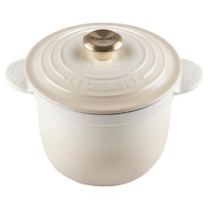 LE CREUSET 萬用窈窕鑄鐵鍋 淡金頭, 1個, 蛋白霜, 18cm